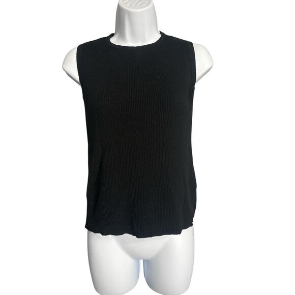 KATE HILL Italian Extra Fine Merino Wool Black
Ribbed Knit Shell Top L - Picture 2 of 6